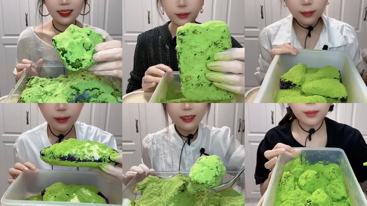ASMR ICE EATING | MATCHA POWDER SHAVED ICE EATING YY