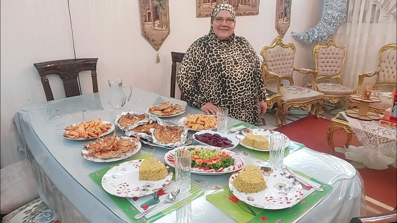 سفرة فطار 11 رمضان جمبرى بترفلاى و كابوريا و بلطي سنجارى
