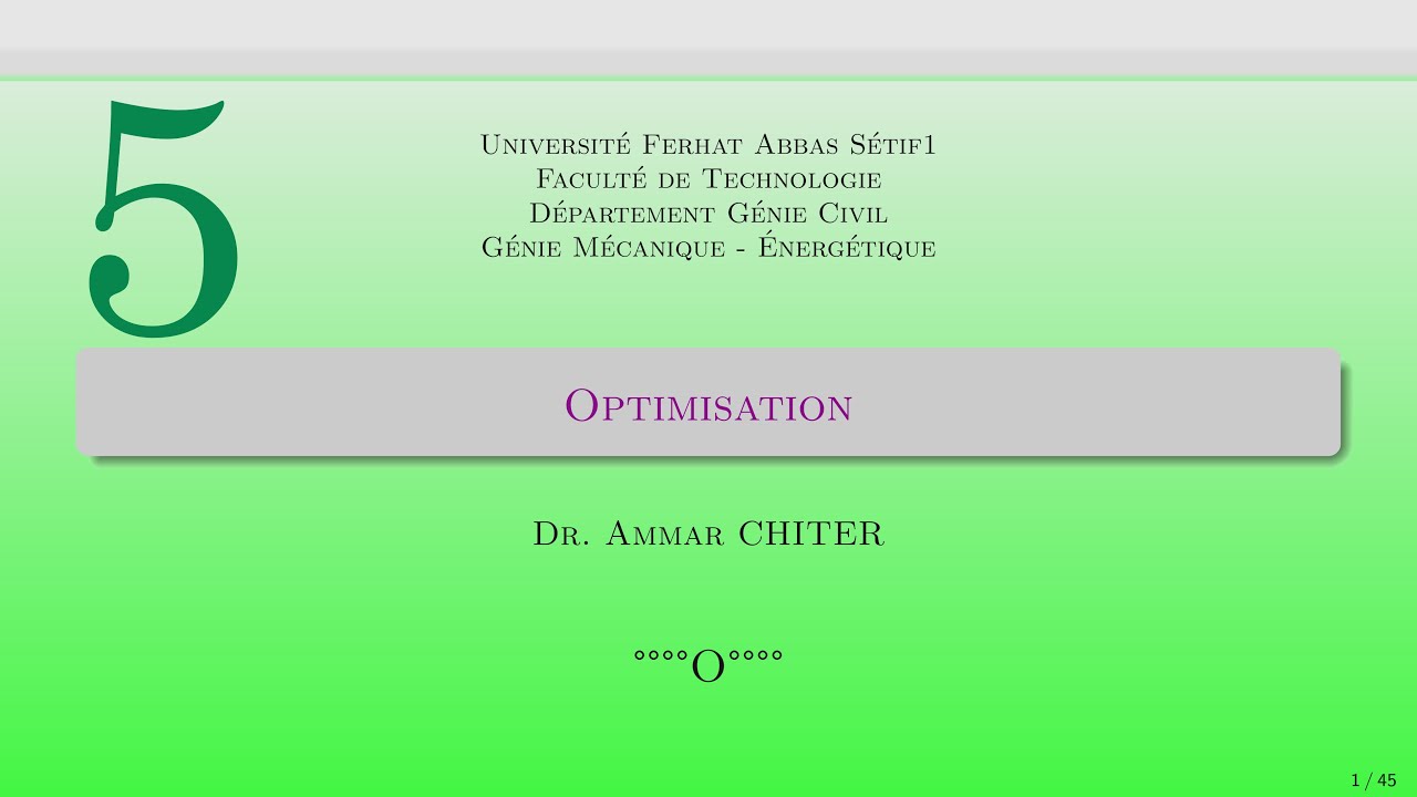 Optimisation: 5-Méthodes d'optimisation à une seule variable