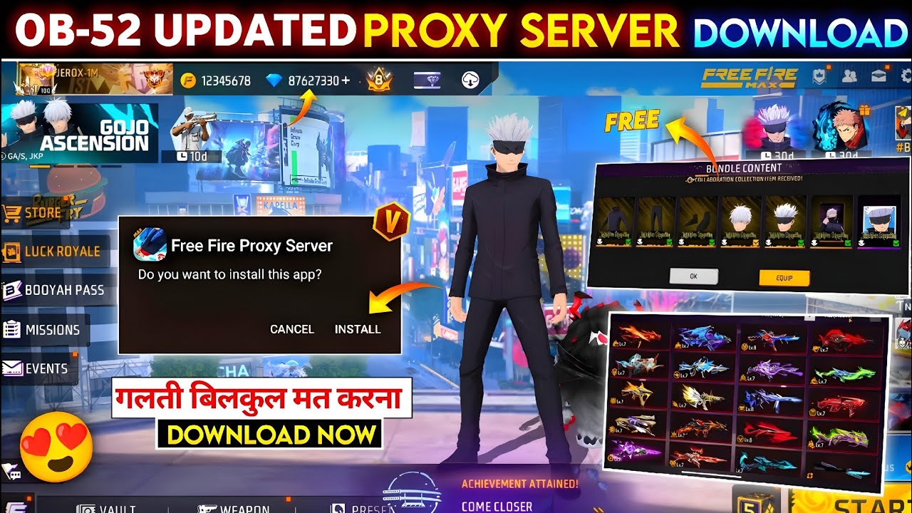 OB52 ' New 🔥 '  How To Download Free Fire Proxy Server | Proxy Server Kaise Download Kare 