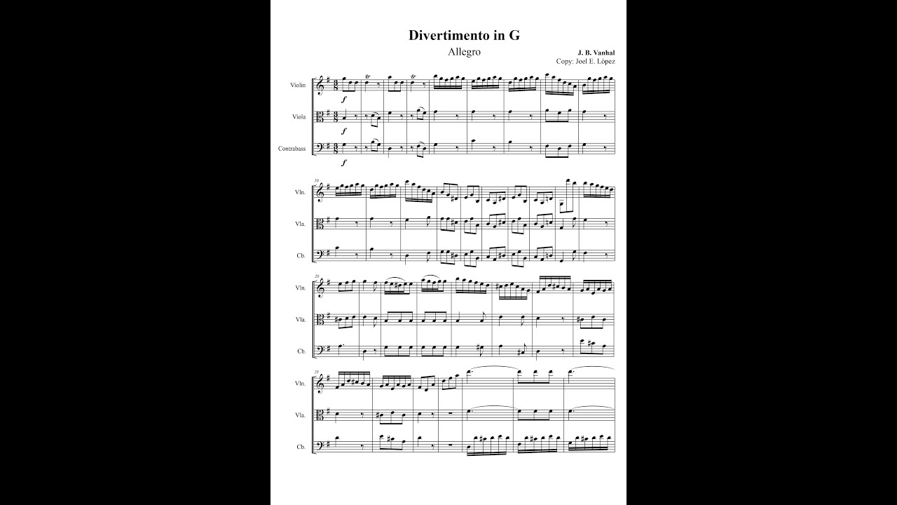 Johann Baptist Vanhal – Divertimento in G-Dur
