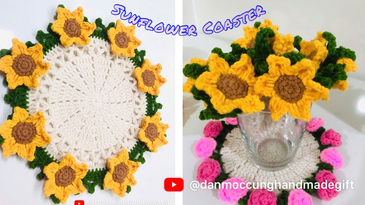 Móc Lót Ly, thảm lót Hoa Hướng Dương -The beautiful Flower Coaster For Flowers Pot, Coffee Cup