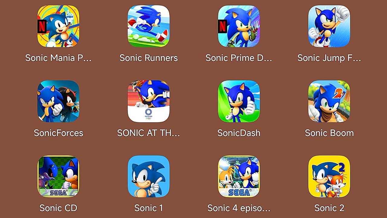 Sonic Mania Plus,Sonic Runners Adventure,Sonic Prime Dash, Sonic Jump Fever,Sonic CD,Sonic 2