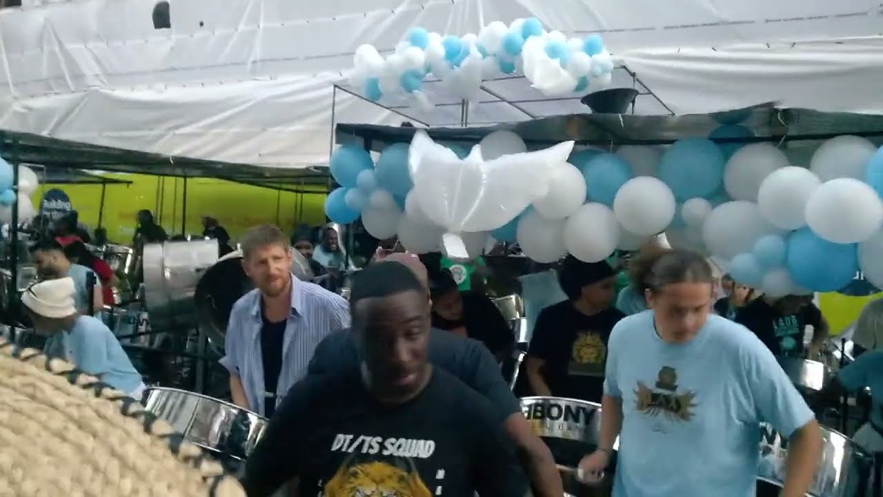 STEELDRUMS NOTTING HILL CARNIVAL UK PANORAMA  EBONY BLAXX MASH UP Duvonne Stewart TnT pre DRAG 2022