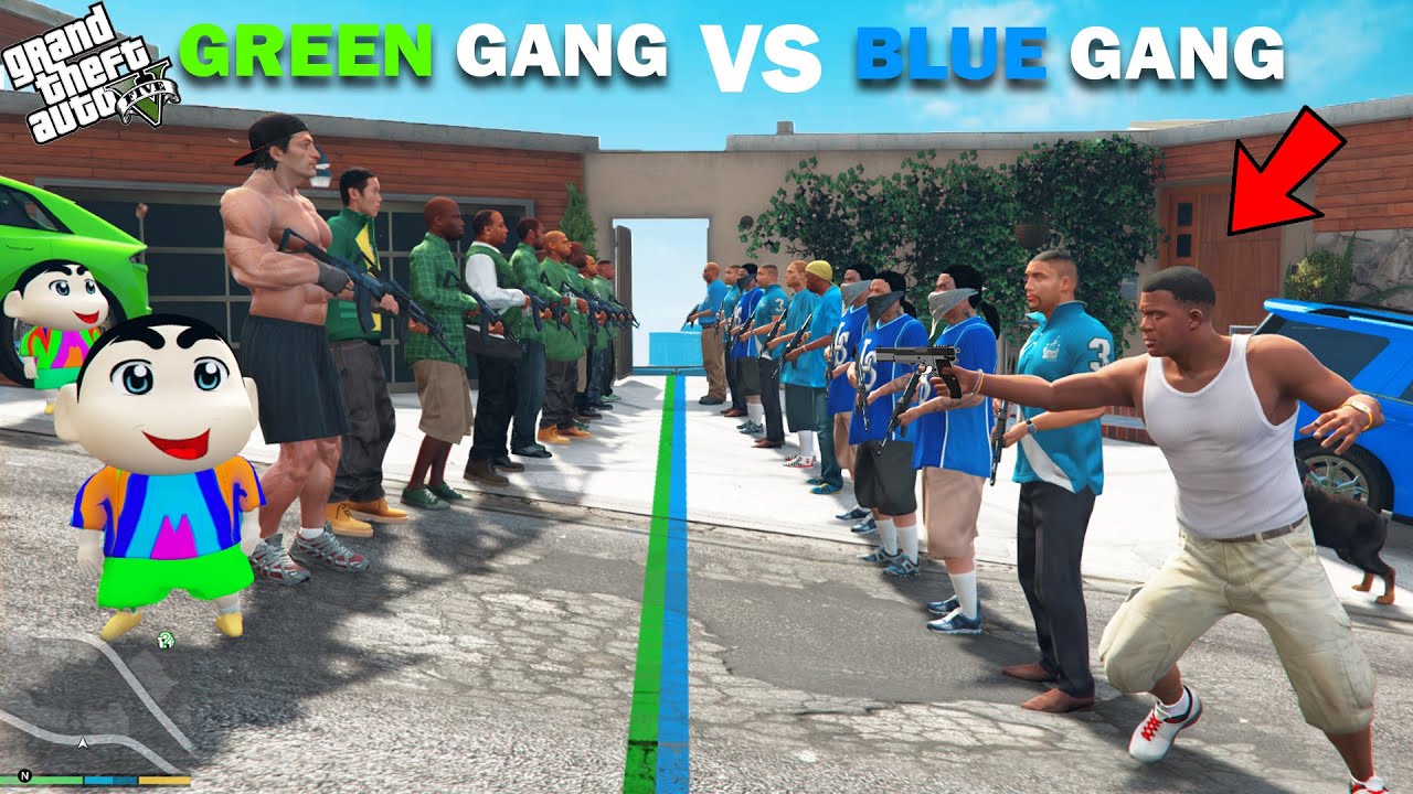 Shinchan Green Gang VS Franklin Blue Gang Fight In GTA 5!