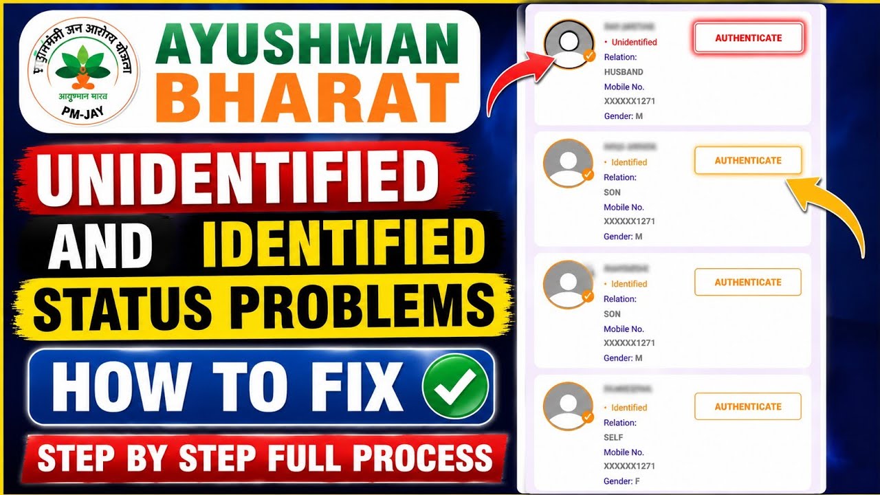 Ayushman Bharat Card Status: Identified vs. Unidentified Authenticate Problem Solution | Ayushman