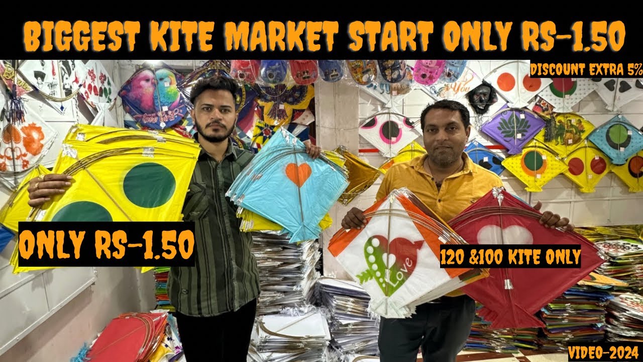 Cheapest kite ￼Start Only Rs.1.50  ￼Market in Bhavanagar // kite video 2024 // Big DISCOUNT //