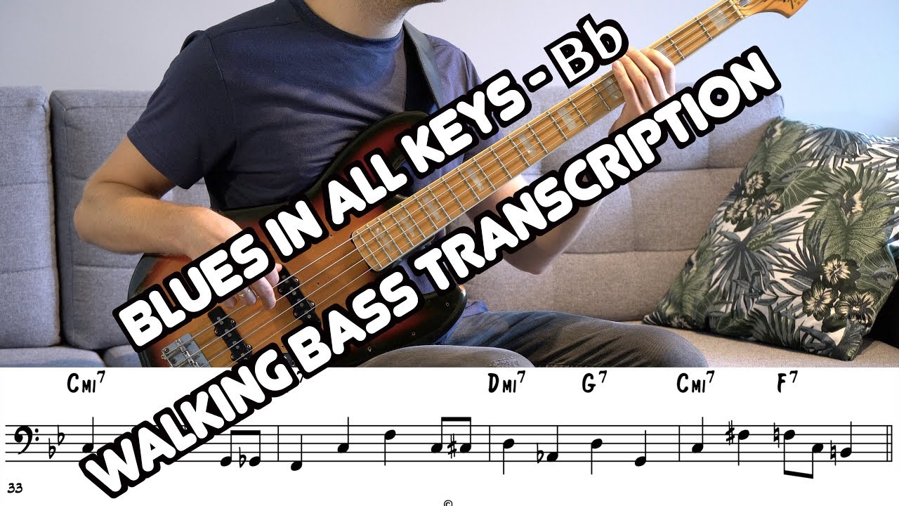 Blues in All Keys – Bb | Walking Bass Line Transcription (Jamey Aebersold Vol. 42) [2/12]