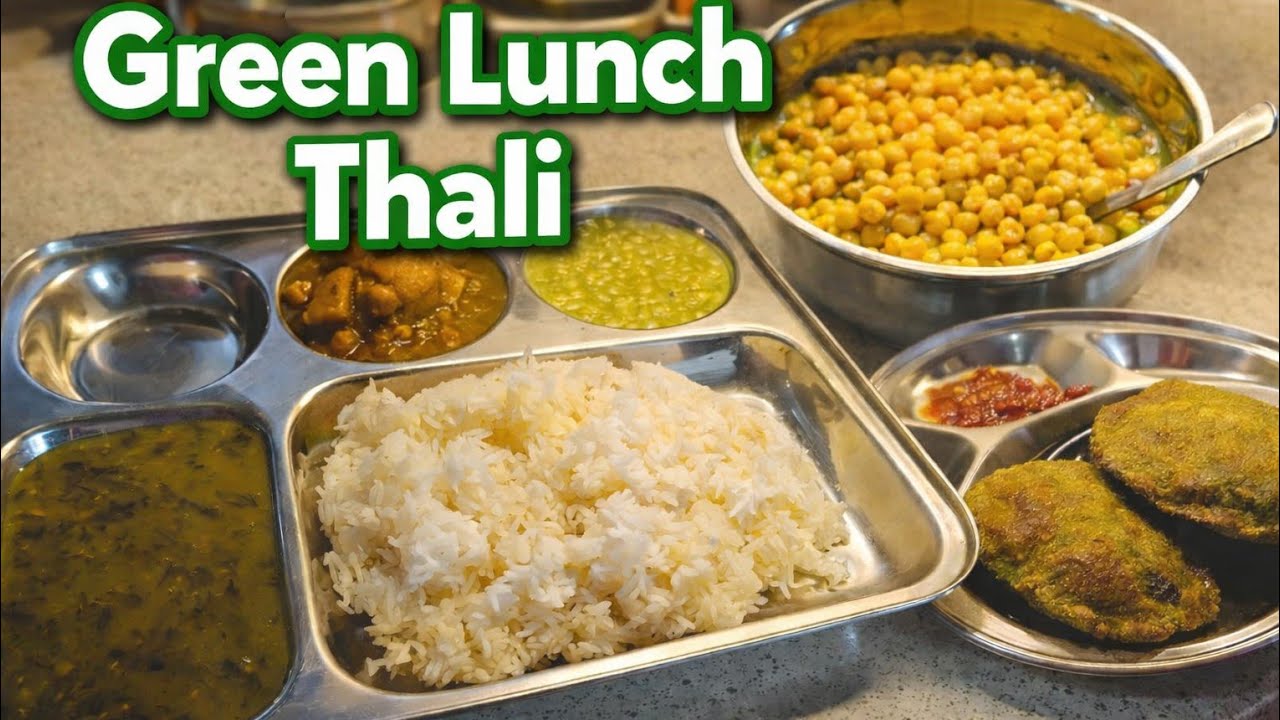 🌿 Green Lunch Thali | 💁Homemade Indian Meal 🍚🥬From green puris to a complete desi comfort plate 💚