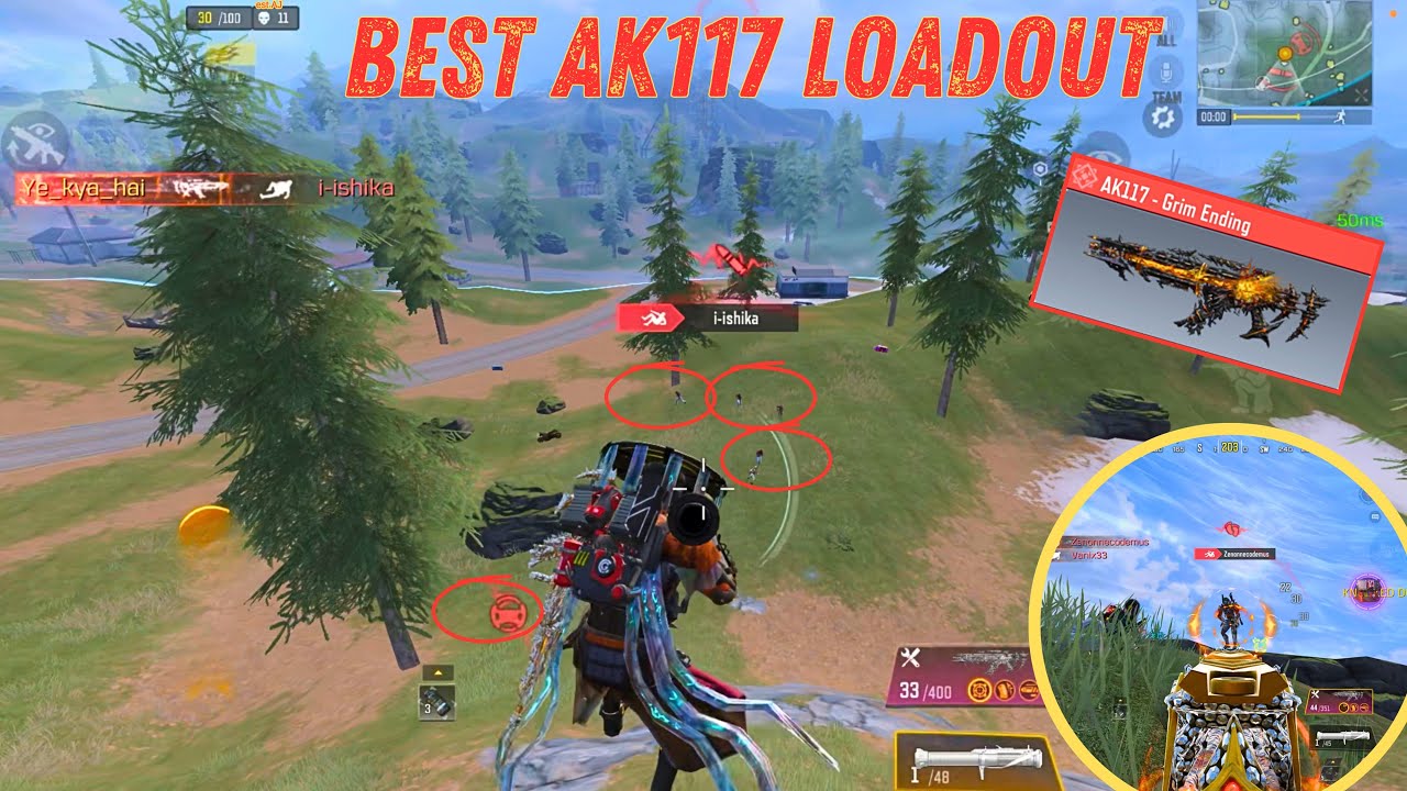 Solo vs Squad With AK117 and SMRS COMBO 🔥 || AK117 Best Loadout in BR 
