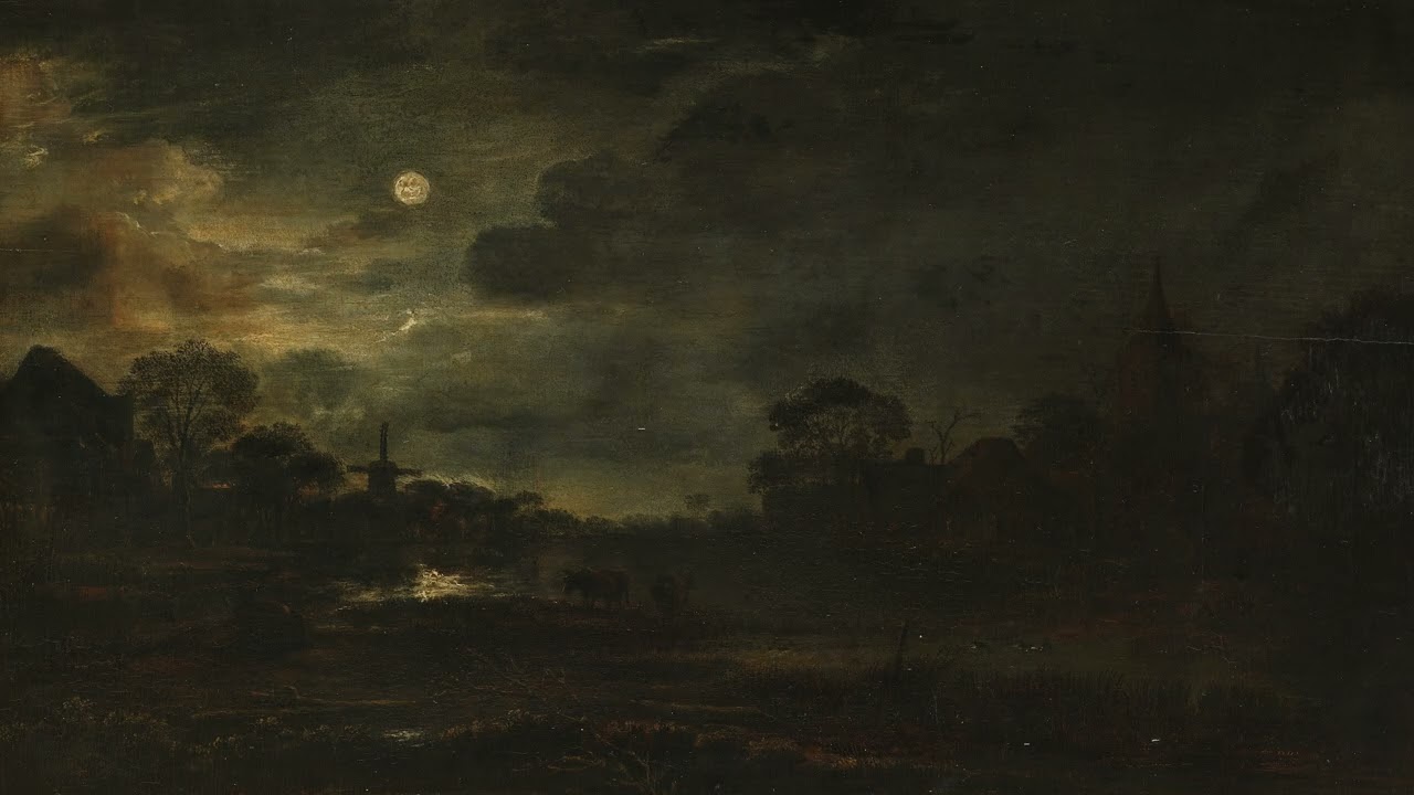 Landscape by Moonlight 🌙 | 1 Vintage Painting | 2-Hour Moody Ambience | 4K Art Screensaver