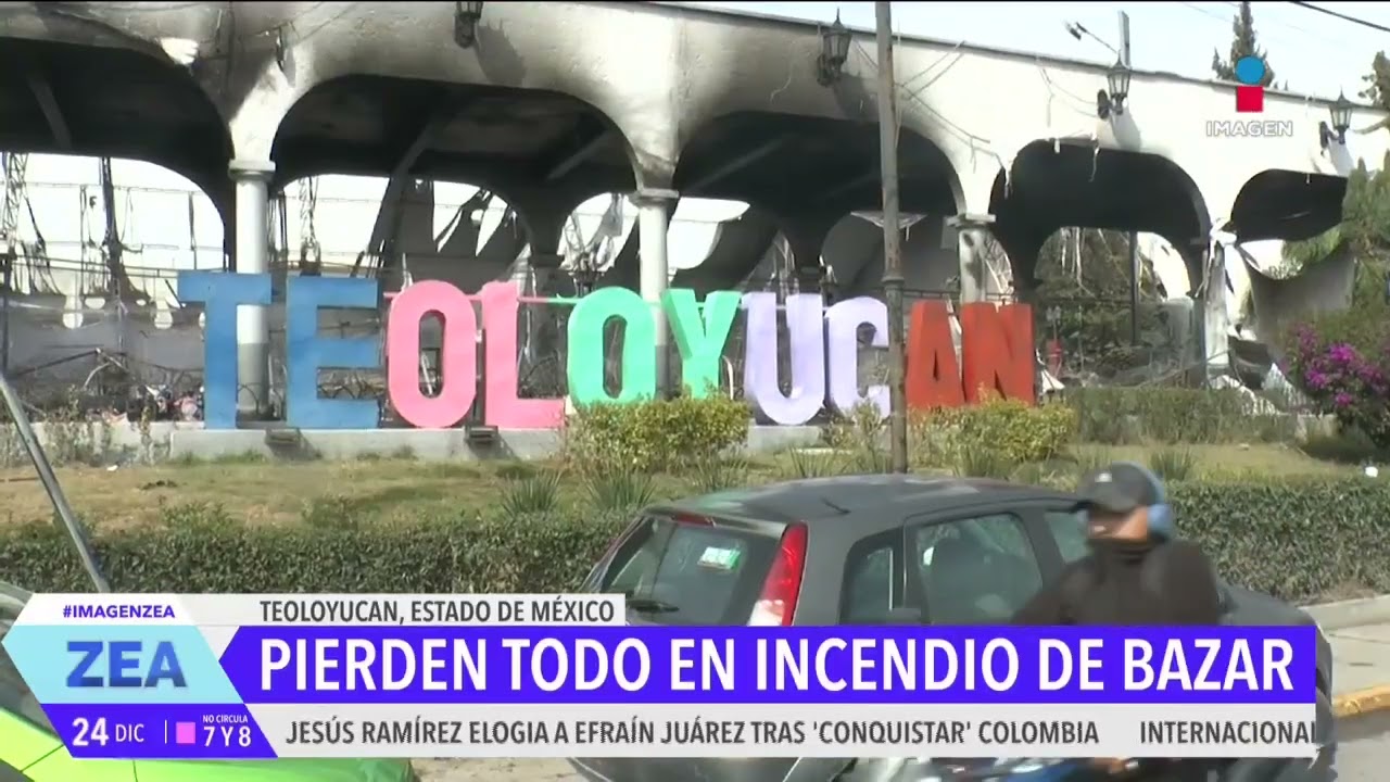 Comerciantes lo pierden todo en incendio en bazar navideño en Teoloyucan, Edoméx | Francisco Zea