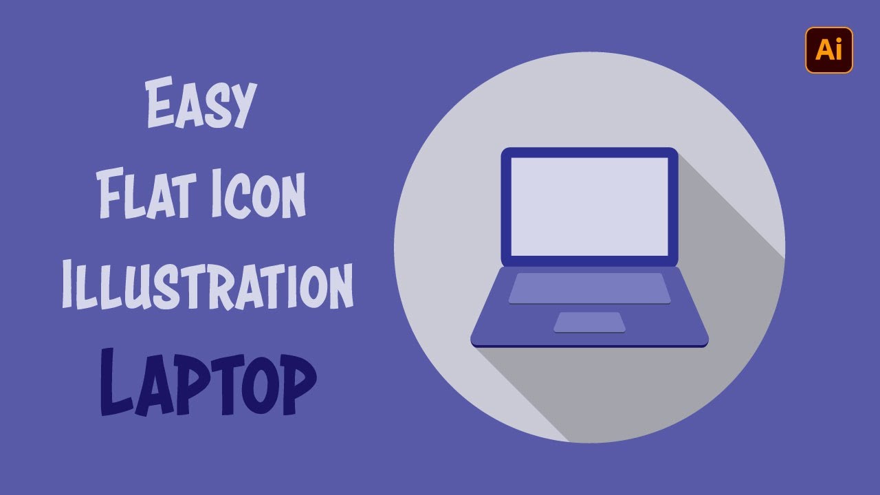 Easy Flat Icon Illustration - Laptop | Adobe Illustrator Tutorial