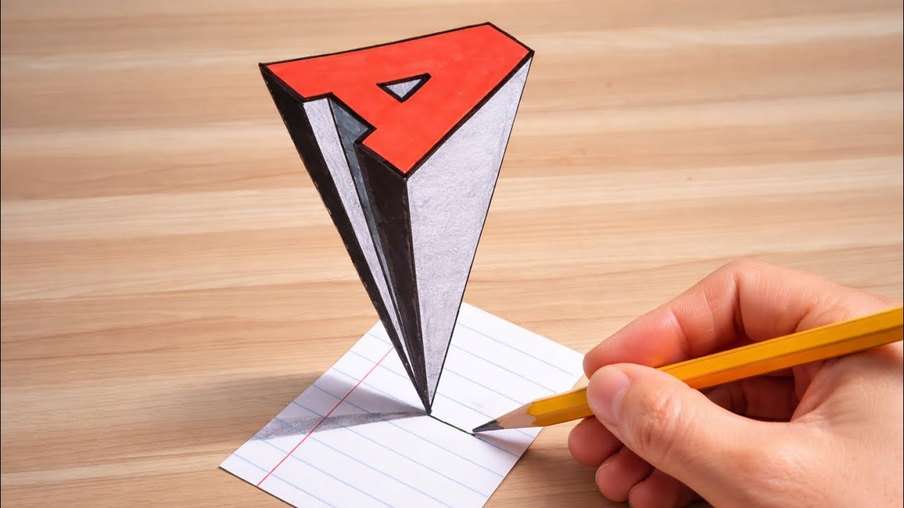 ✅ How to Draw a 3D Letter A | Optical Illusion Drawing