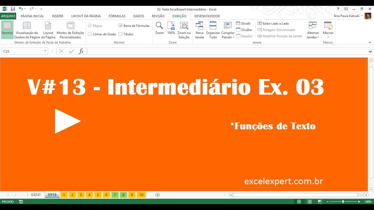 V#13 - Teste Intermediário Ex.02 Função SE - ExcelExpert