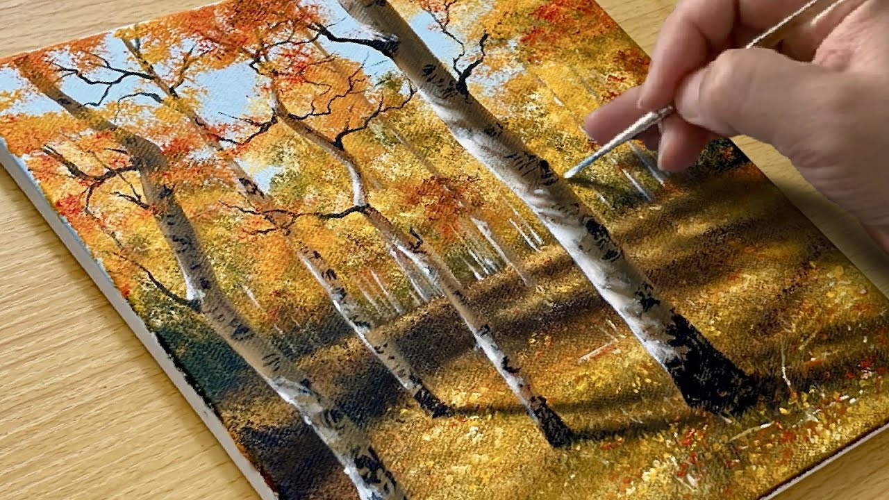 How to Draw Autumn Forest / Acrylic Painting for Beginners