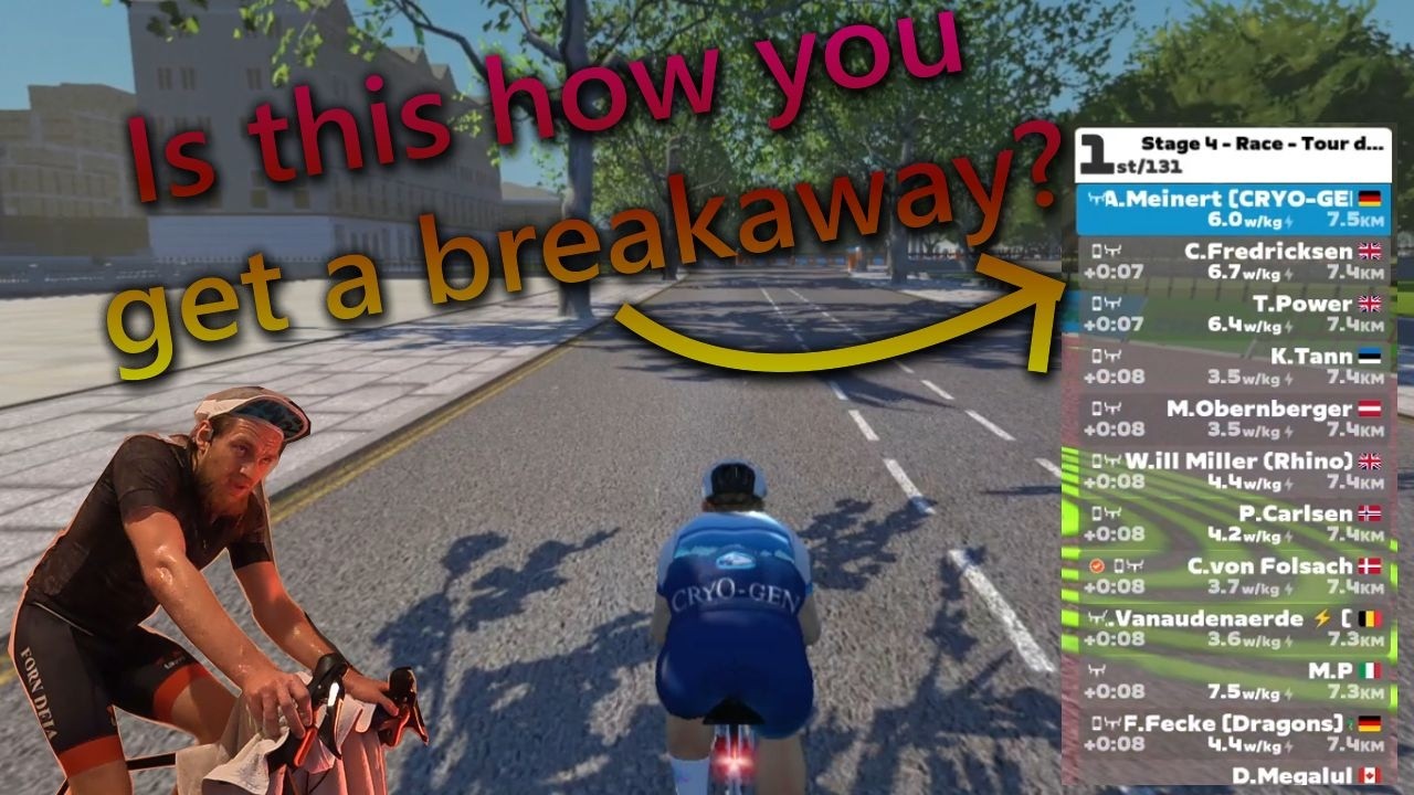 Racing against 130 other A Riders in Zwift Games Stage 4 (Monday 18:15)