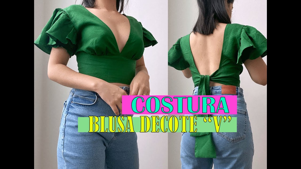 ✂️ COSTURA BLUSA DECOTE PROFUNDO + BABADO FRANZIDO NA MANGA
