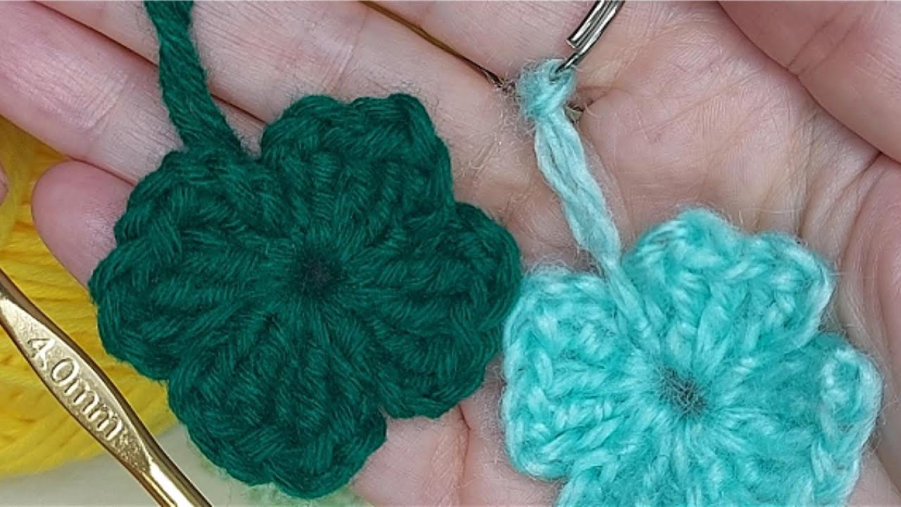 Vierblättriges Kleeblatt häkeln 🍀 | Glücksbringer | Crochet 4-leaf Clover Tutorial | Crochet gifts