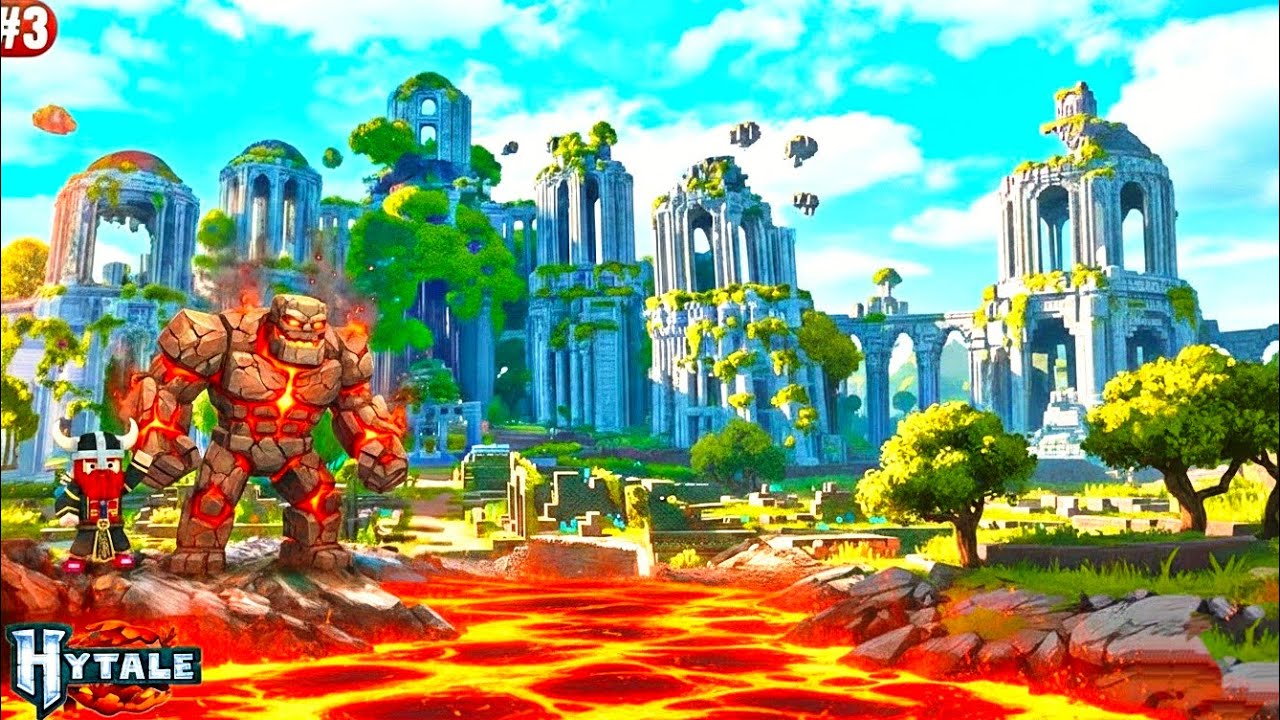 I Found A Gaint Lava Monster And Almost Stuck In Cave - HYTALE - Part 3 