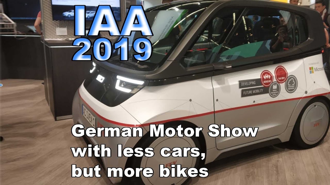 IAA German Motor Show Frankfurt. Fair shows less international car exhibitors. bicycles take streets
