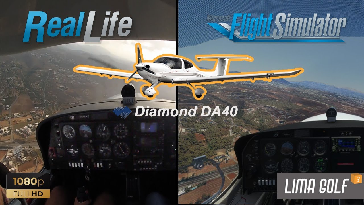 Student Pilot training flight in Diamond DA40 | MS Flight Simulator 2020 vs Real Life | Cockpit view