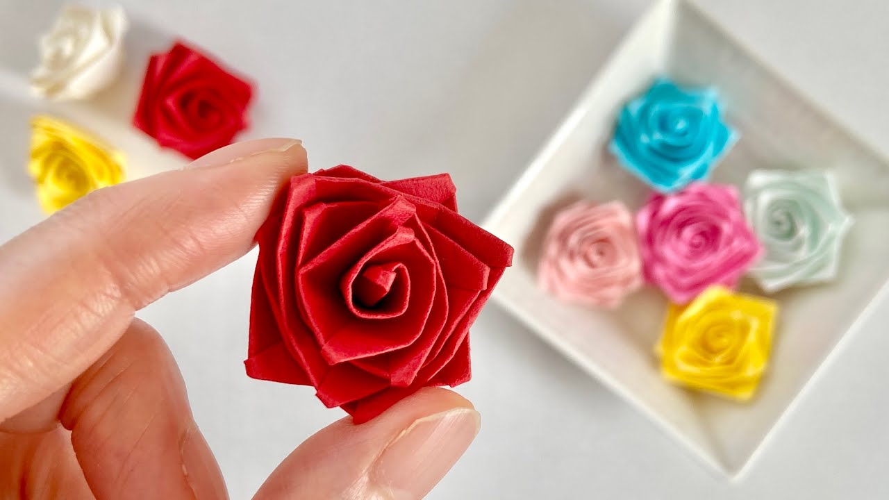 【色画用紙】巻いて作る薔薇の作り方／[Color paper] Rolled roses