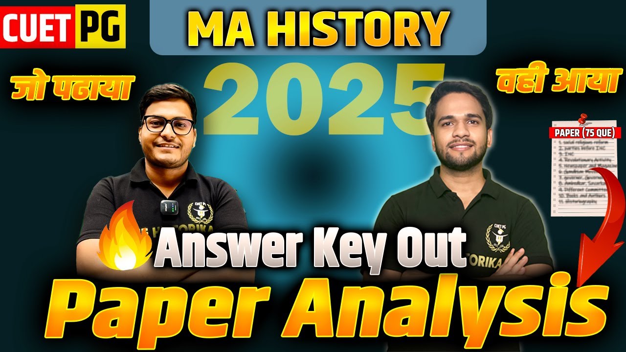 CUET PG 2025 | MA HISTORY | HUQP09 | Best Paper Analysis | All Questions Answered by | The Historika