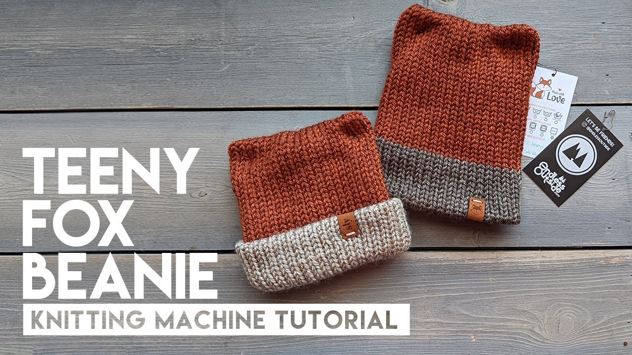 Knitting machine fox beanie