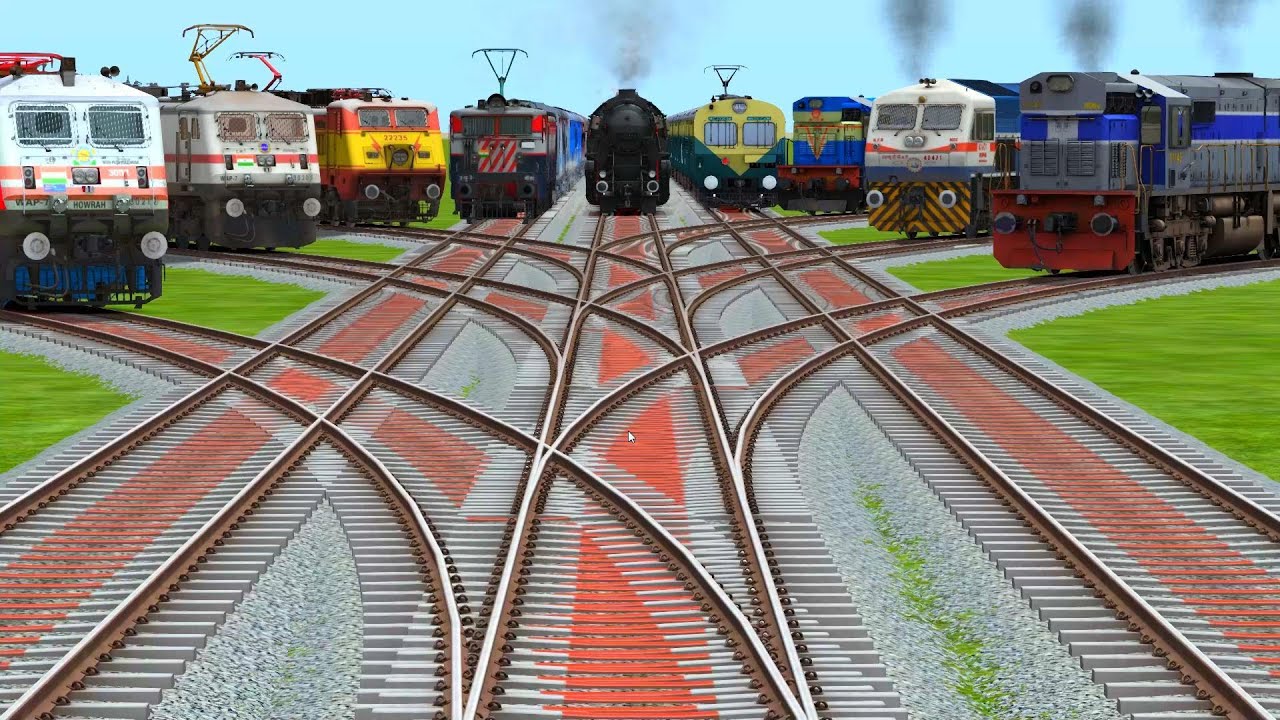 All Realistic Trains Run At Diesel Bumpy Curves Railroad Tracks | diesel engine vs electric engine
