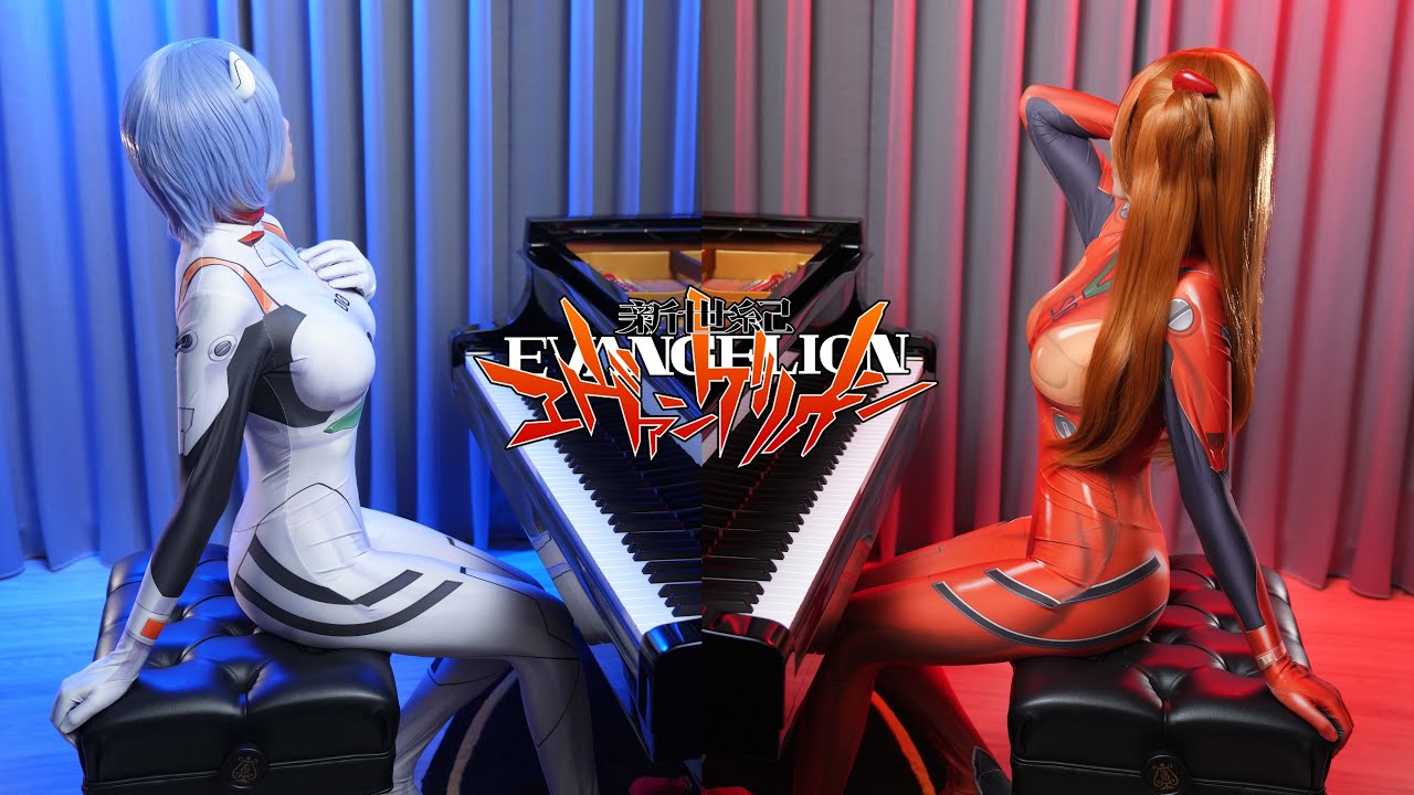 The Best EVANGELION Songs「A Cruel Angel's Thesis + One Last Kiss」Rei & Asuka Piano Cover