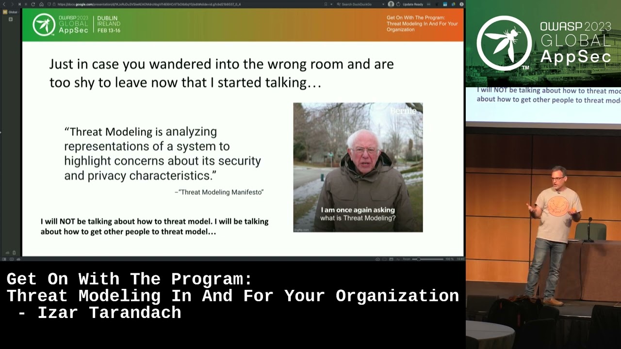 Global AppSec Dublin: Threat Modeling In And For Your Organization - Izar Tarandach