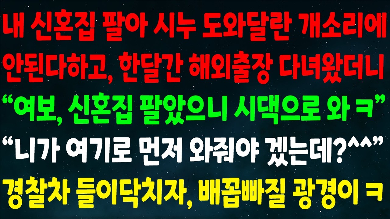 (반전신청사연)신혼집 팔아 시누 도우란 개소리에 안된다하고 한달간 해외출장 다녀오니