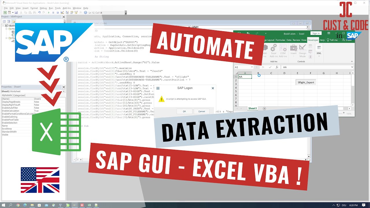 Automate Data Extraction with SAP GUI Scripting & Excel Macro VBA [english]