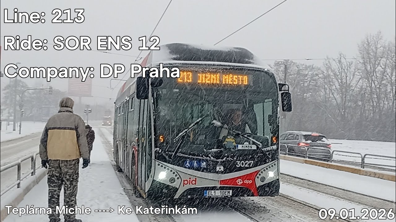 Line: 213 Ride: SOR ENS 12 Company: DP Praha to Ke Kateřinkám 