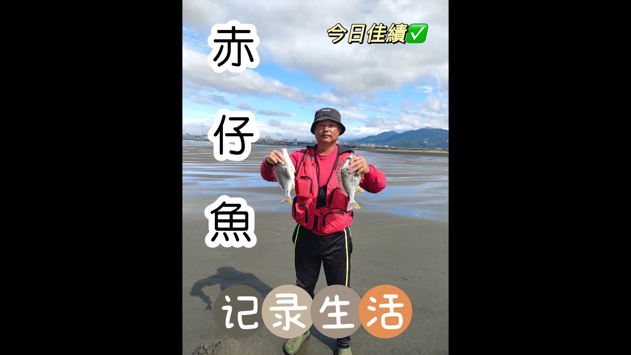 【可愛老爹花爸】八里沙灘釣🎣赤仔魚 ...  #釣魚#海釣#沙灘釣#赤仔魚#八里#台北港