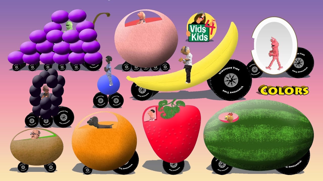 Fruit Car Colors - Fruit Cars Reading Words For Kids