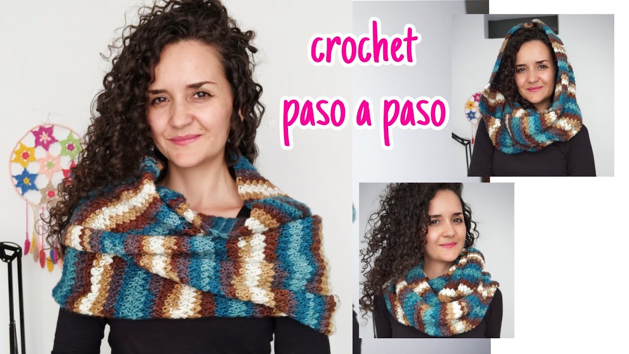 Multiusos a crochet 🥰 cubrehombros- bufanda- capucha
