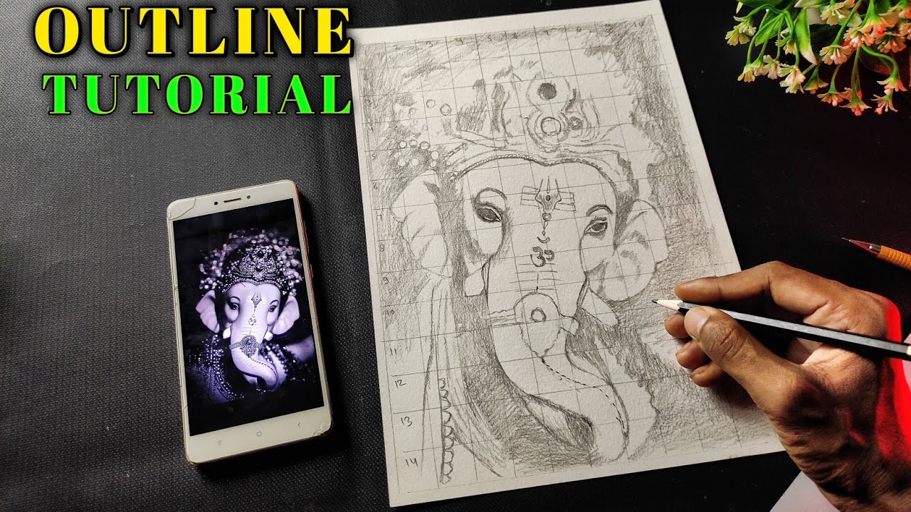 Lord Ganesha Drawing Outline Tutorial Step By Step | Part -1