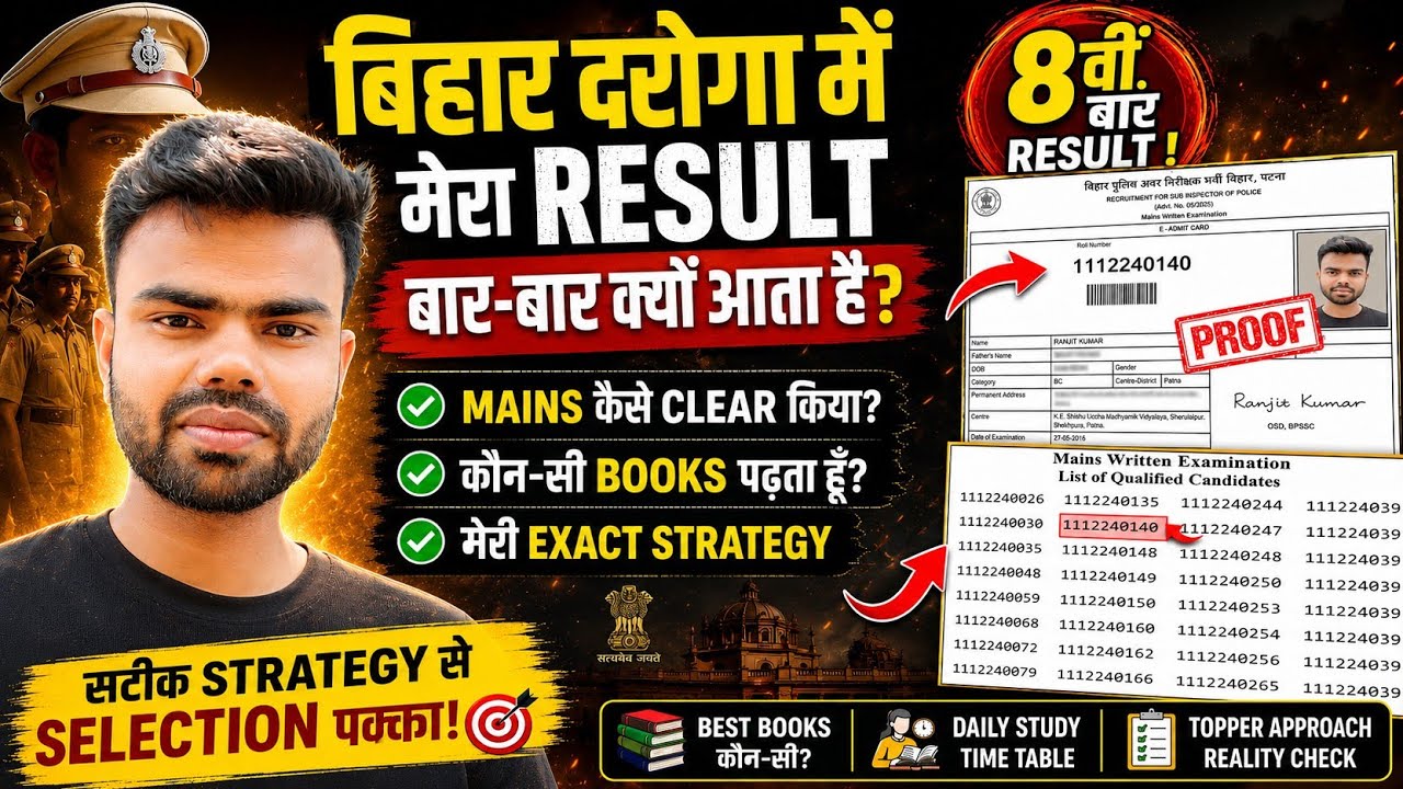 8वीं बार बिहार दरोगा Result! 😱 आखिर मैं क्या पढ़ता हूँ? Complete Strategy | Books & Study Plan