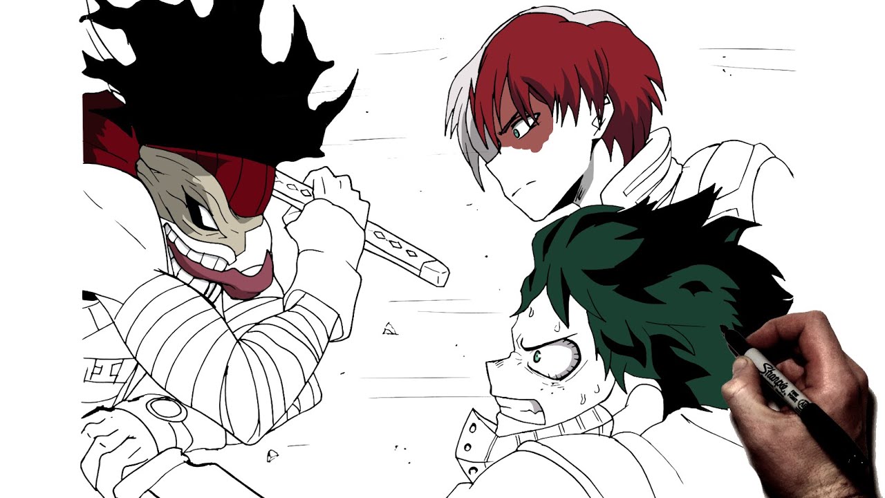 How To Draw Deku and Todoroki vs Stain | Step By Step | My Hero Academia