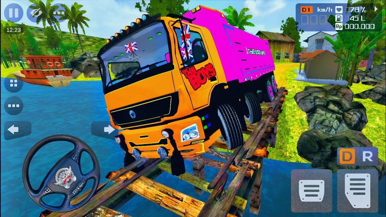🇮🇳 Bharat Benz Full Stones Loaded Driving ✈️| Indian Trucks Off-road Driving Map Mods 🗾 BUSSID 