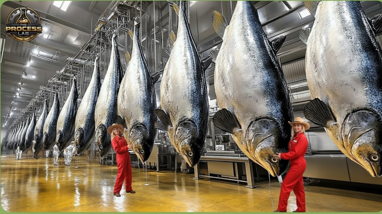 How Billions Canned Tuna Are Processed   Amazing Tuna Harvesting & Processing In Factory
