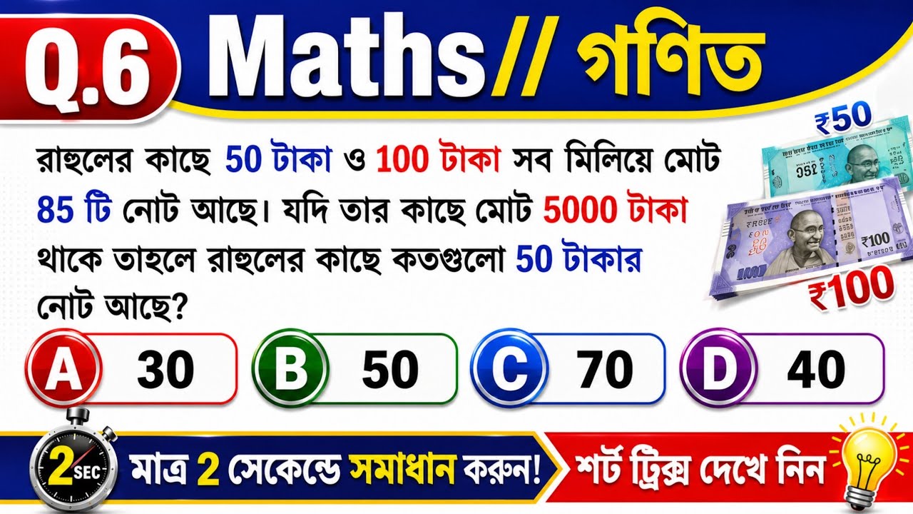 Math Short Tricks in Bengali for SBI, RRB NTPC, GROUP D, PSC CLERK & all exams