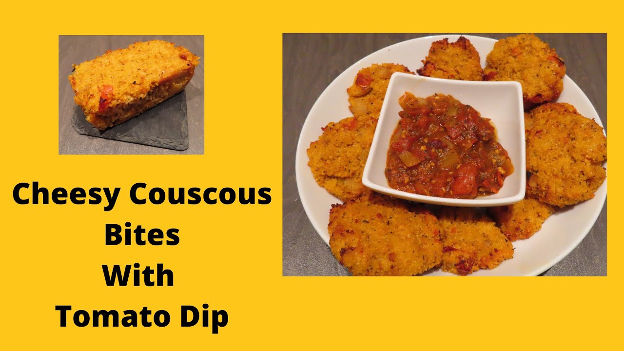 Cheesy Couscous Bites with Tomato Dip