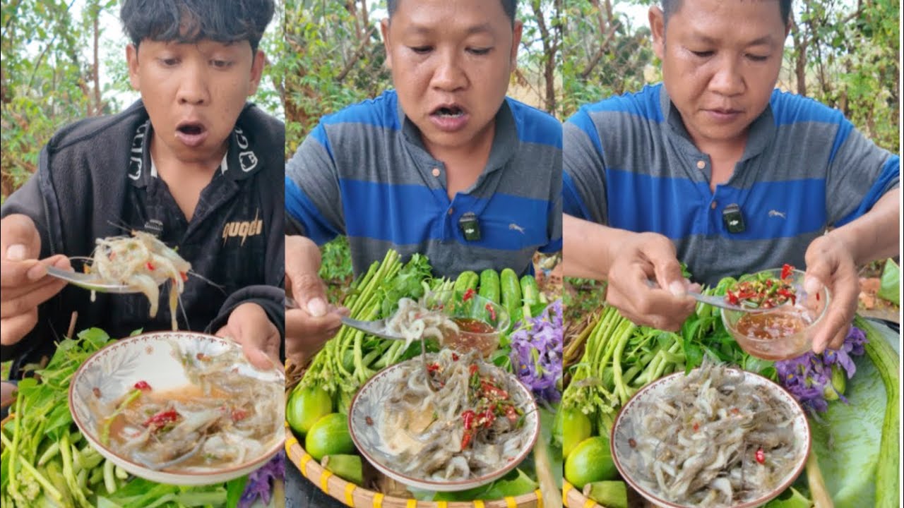 Ăn tép nhảy tái chanh kiểu thái