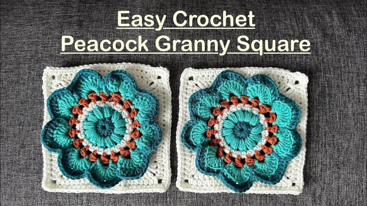 Peacock Granny Square Easy Crochet | DIY | Beginner Tutorial | How to