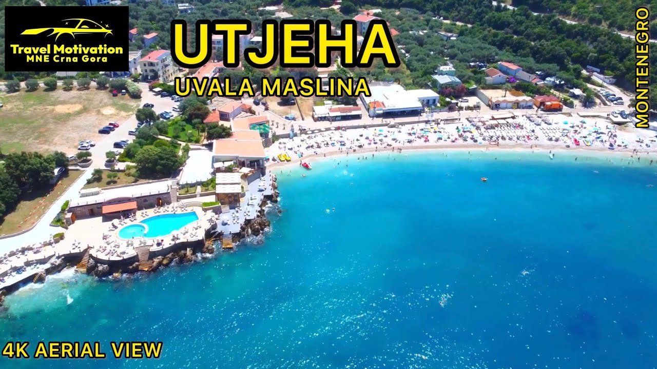 UTJEHA, Uvala Maslina [4K Aerial View] MNE Crna Gora July 2023 - Utjeha iz vazduha u Julu