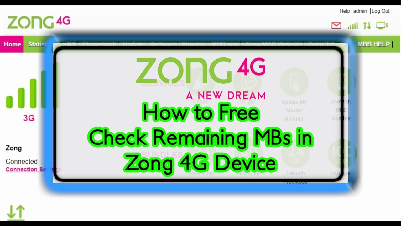 How to Free Check Remaining MBs in Zong 4G Device