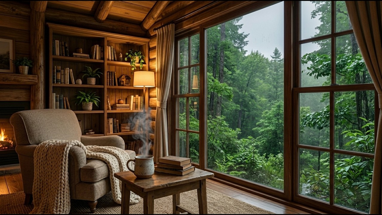 Snowy Cabin in Quiet Forest ❄️ Soft Jazz, Crackling Fireplace & Peaceful Winter Ambience